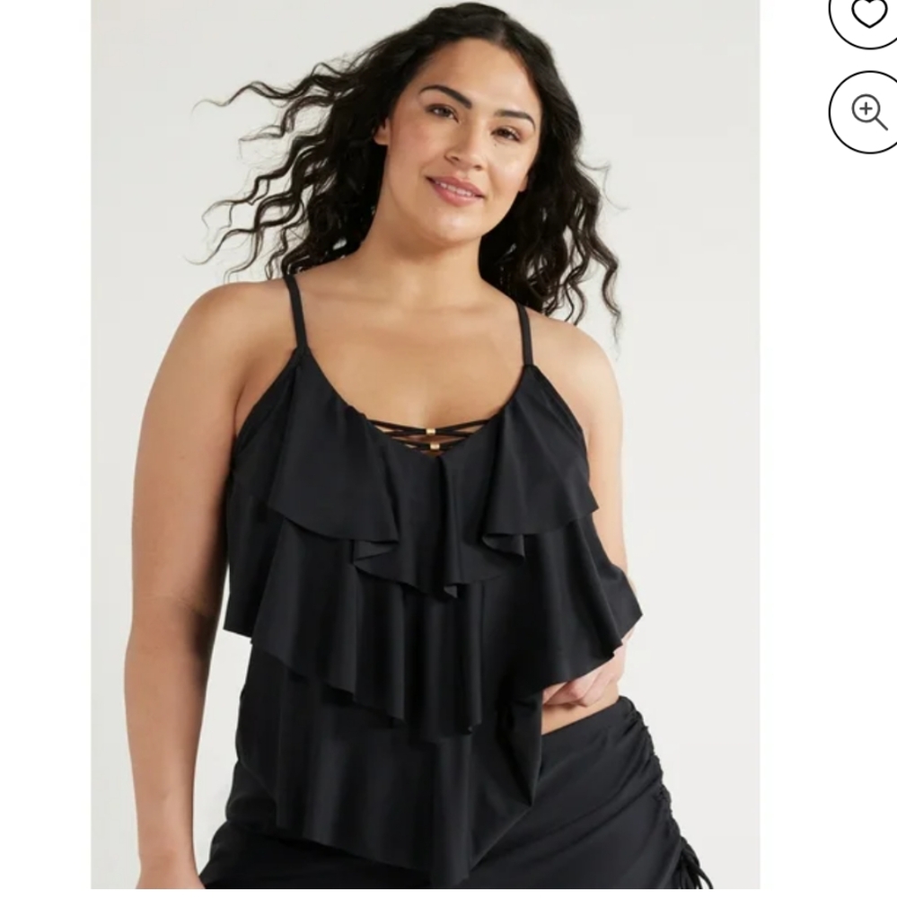 Black Tiered Tankini Size 3x